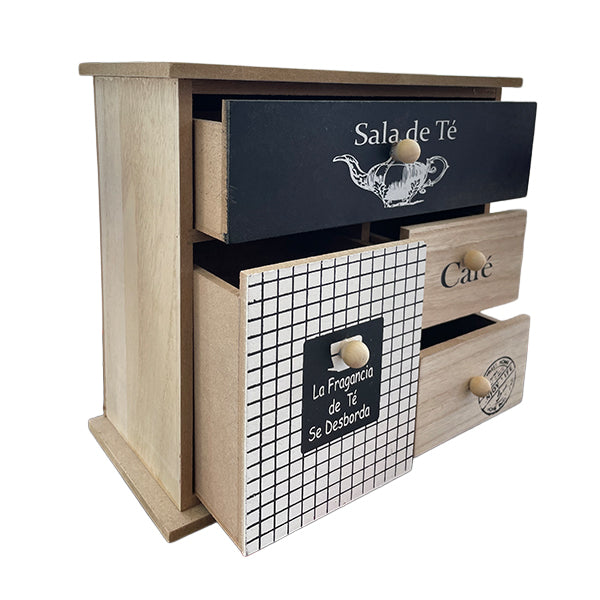Caja Organizadora de Té con 4 Cajones