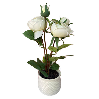 Rosa Artificial Con Maceta