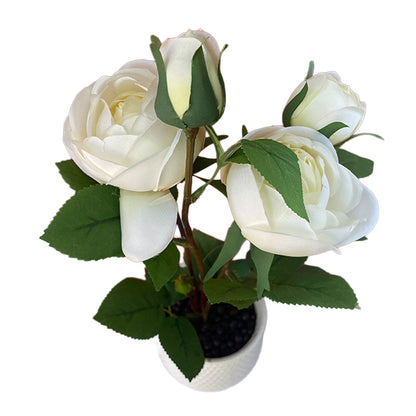 Rosa Artificial Con Maceta