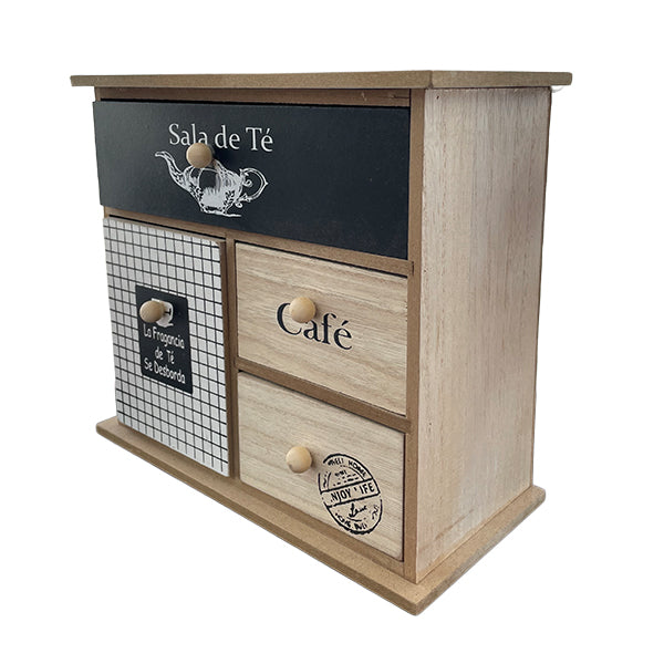 Caja Organizadora de Té con 4 Cajones