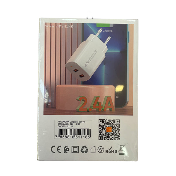 Cargador con 2 Entradas USB