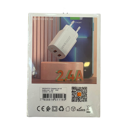 Cargador con 2 Entradas USB