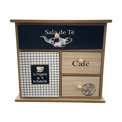 Caja Organizadora de Té con 4 Cajones